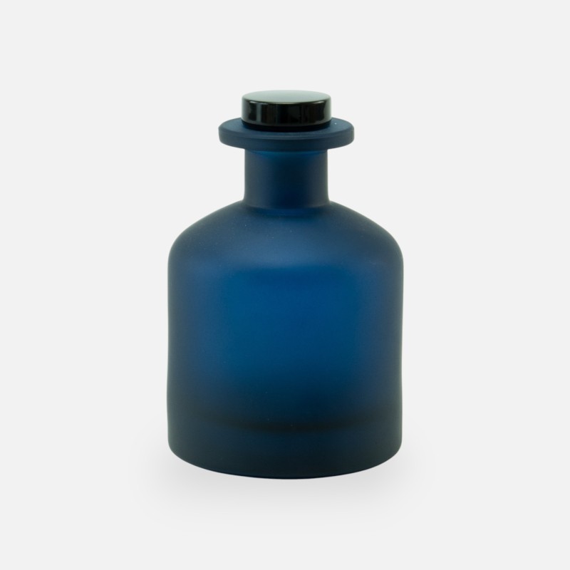 Geurfles 250ml met zwarte dop - frosted marineblauw