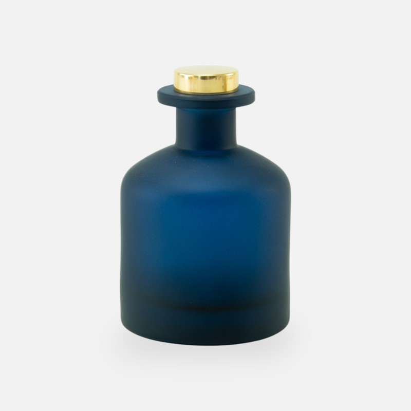 Geurfles 250ml met gouden schroefdop - frosted marineblauw