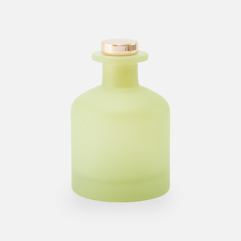 Geurfles 250ml met rose gold dop - frosted zijdegroen