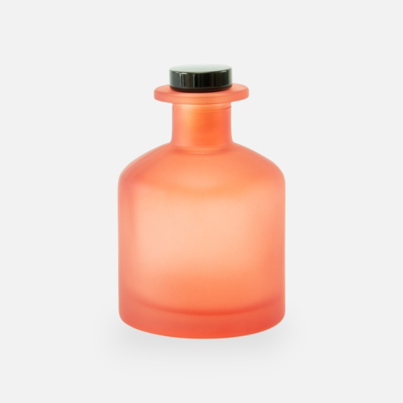 Geurfles 250ml met zwarte dop - frosted terracotta