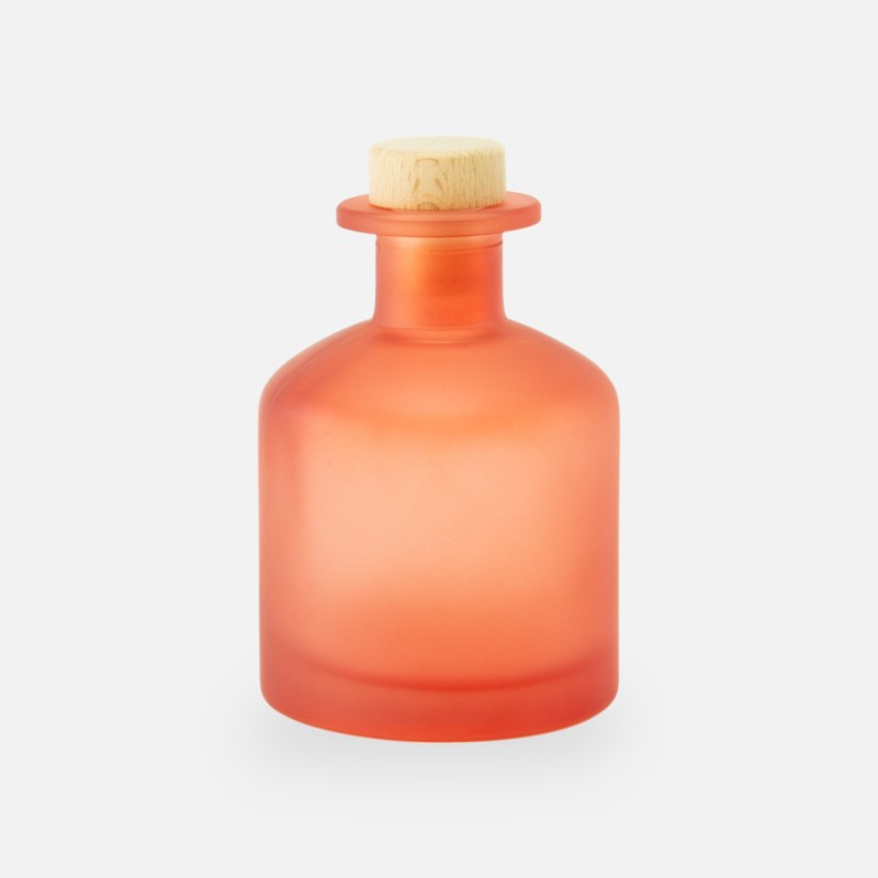 Geurfles 250ml met houten dop - frosted terracotta