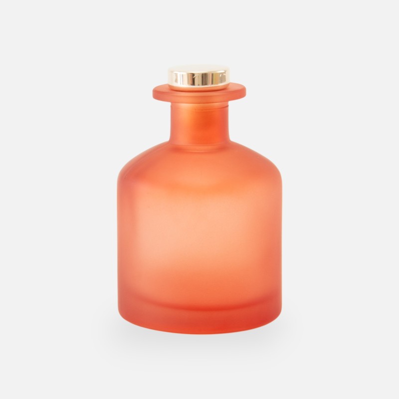 Geurfles 250ml met rose gold dop - frosted terracotta
