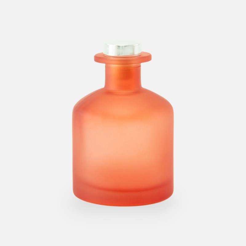 Geurfles 250ml met zilveren dop - frosted terracotta