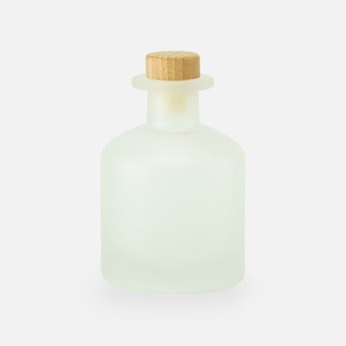 Geurfles 250ml met houten dop - frosted wit