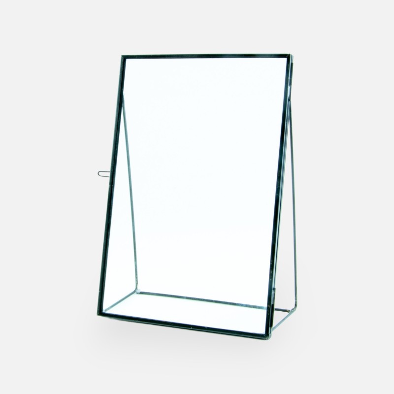 Fotokader op voet in glas - zwart