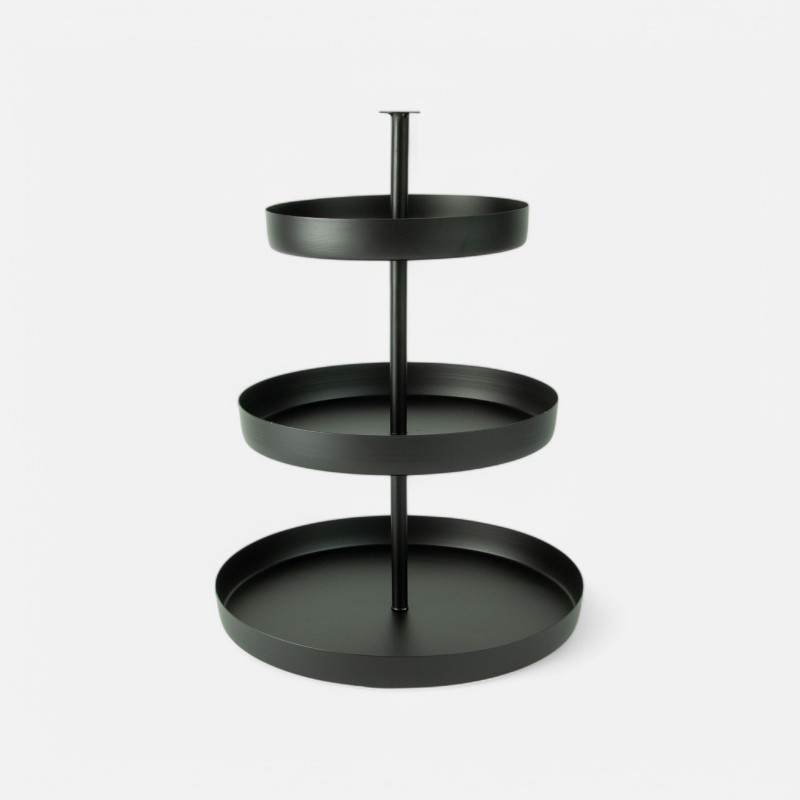 Etagère métal ronde 3 niveaux - noir