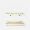 Etagère métal rectangle 2 niveaux avec cannage rotin - blanc