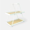 Etagère métal rectangle 2 niveaux avec cannage rotin - blanc