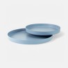 Set van 2 metalen dienbladen rond - blauw