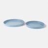 Set van 2 metalen dienbladen rond - blauw