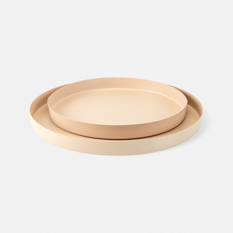 Set van 2 metalen dienbladen rond - blush