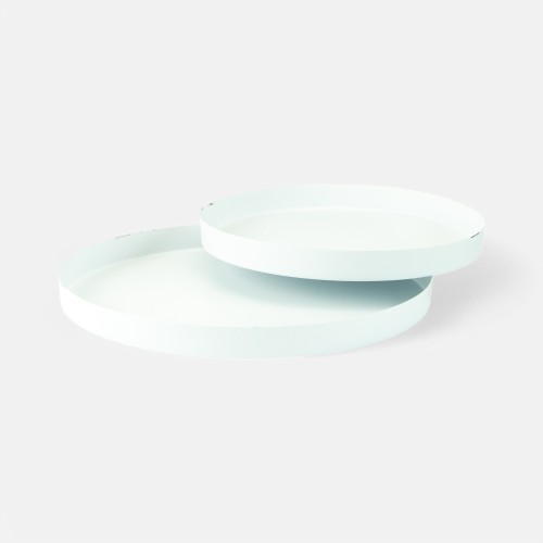 Set de 2 plateaux ronds en métal - Blanc