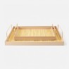 Set van 2 metalen dienbladen rechthoek met riet - blush