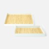 Set van 2 metalen dienbladen rechthoek met riet - Wit
