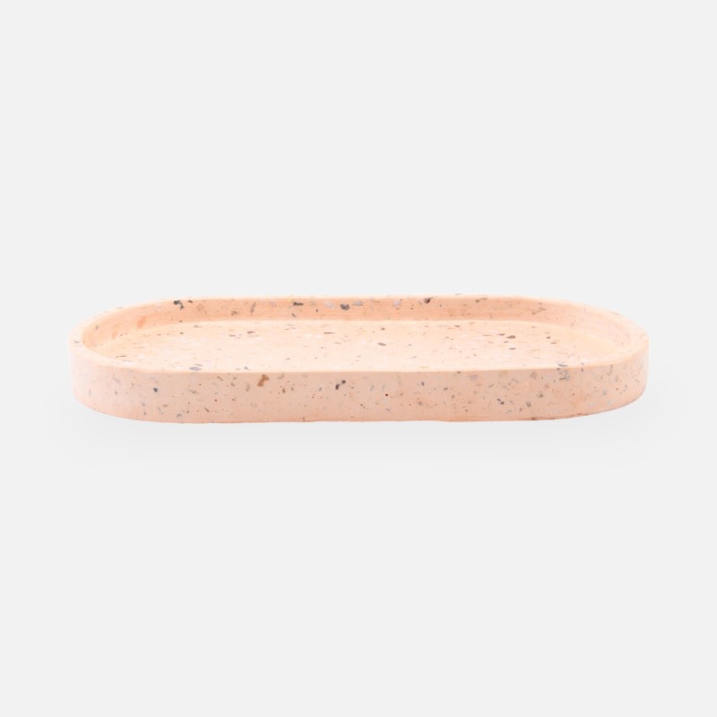 Terrazzo dienblad ovaal small - blush