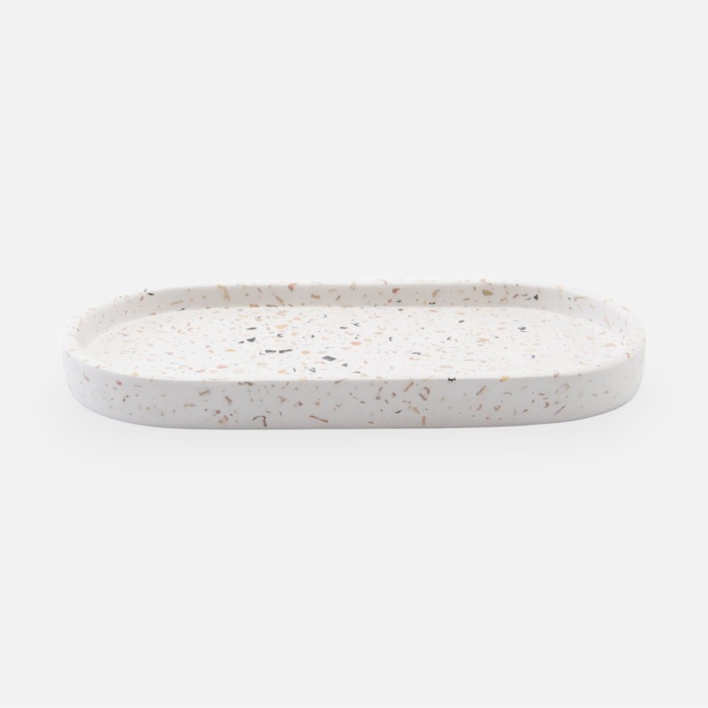 Terrazzo dienblad ovaal small - wit
