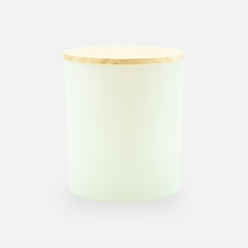 Bougie parfumée blanc avec couvercle bois - medium