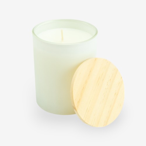 Bougie parfumée blanc avec couvercle bois - small