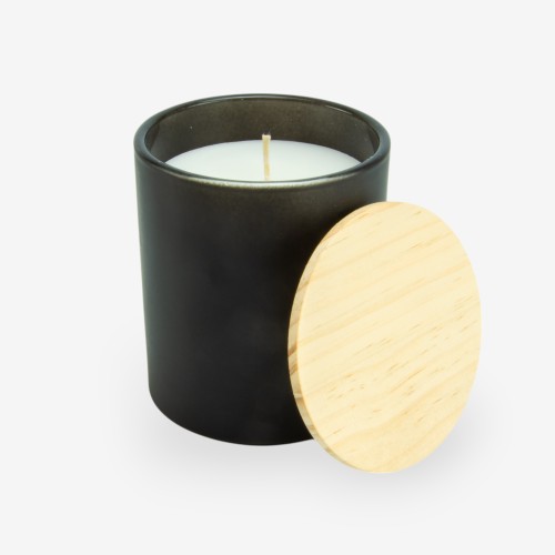 Bougie parfumée noir avec couvercle bois - medium
