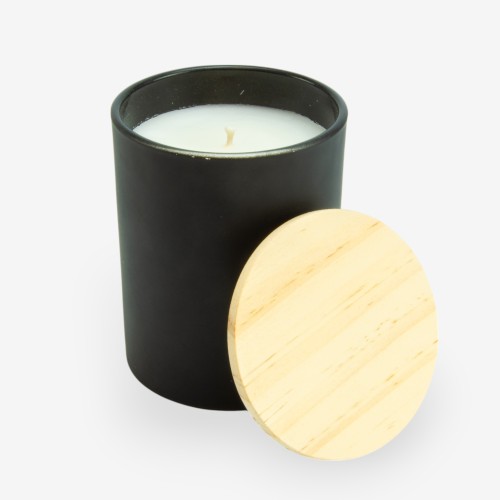 Bougie parfumée noir avec couvercle bois - small