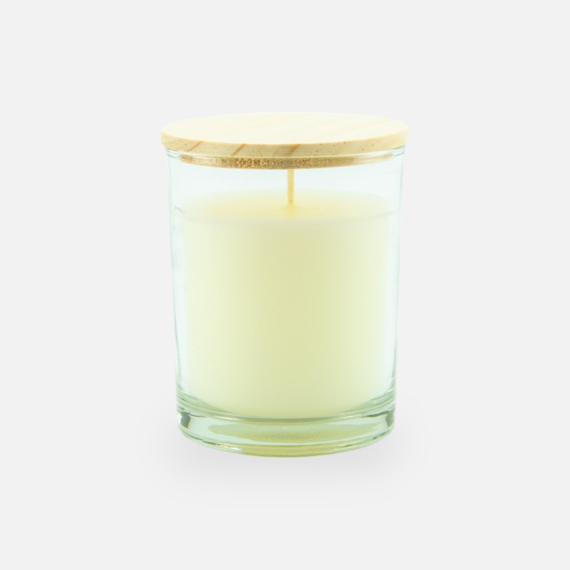 Bougie parfumée transparant avec couvercle bois - small
