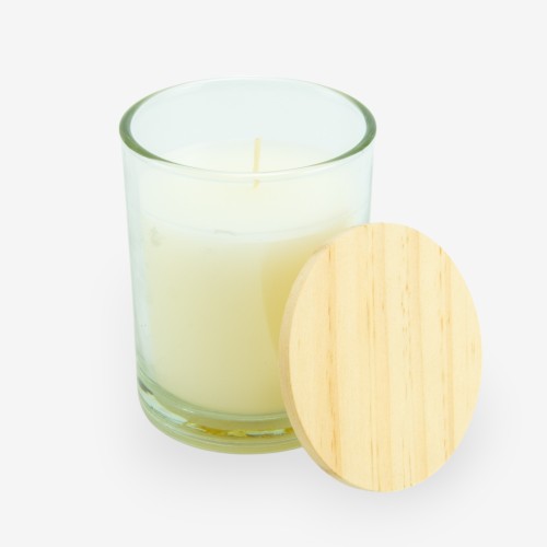 Bougie parfumée transparant avec couvercle bois - small