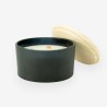 Luxe geurkaars laag frosted zwart met houten deksel – small