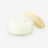 Luxe geurkaars laag frosted wit met houten deksel – small