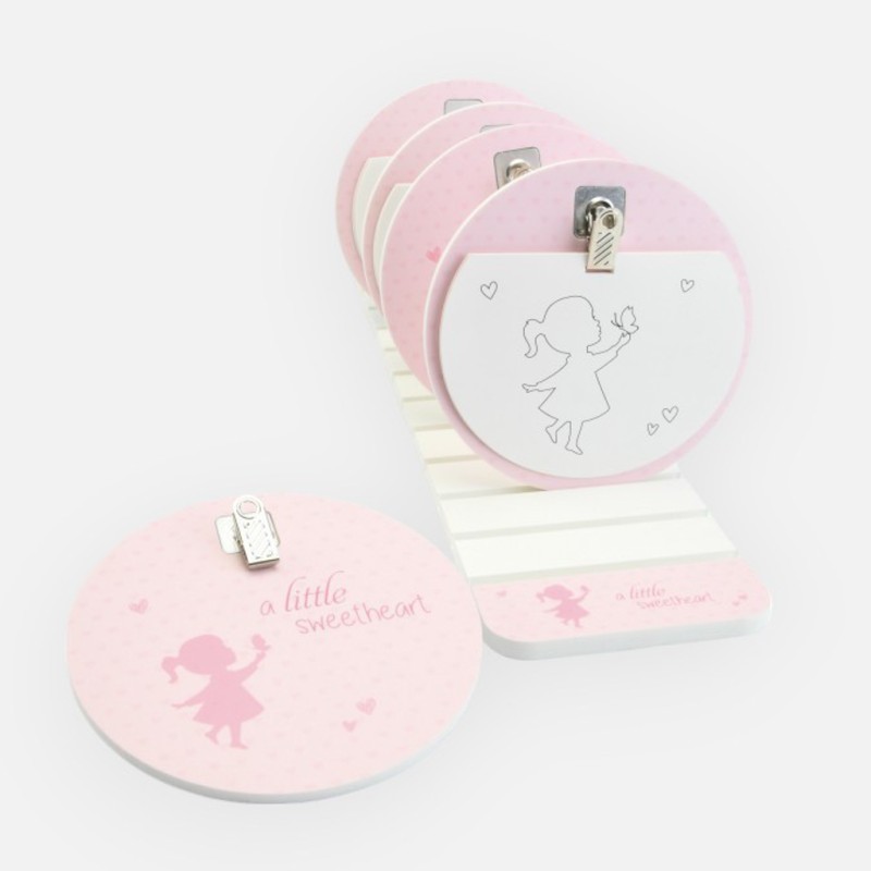 clipbord met kleurblaadjes incl. display meisje roze