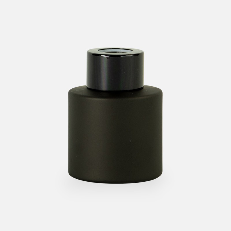 Parfumflesje cylinder zwart met zwarte schroefdop - 50 ml