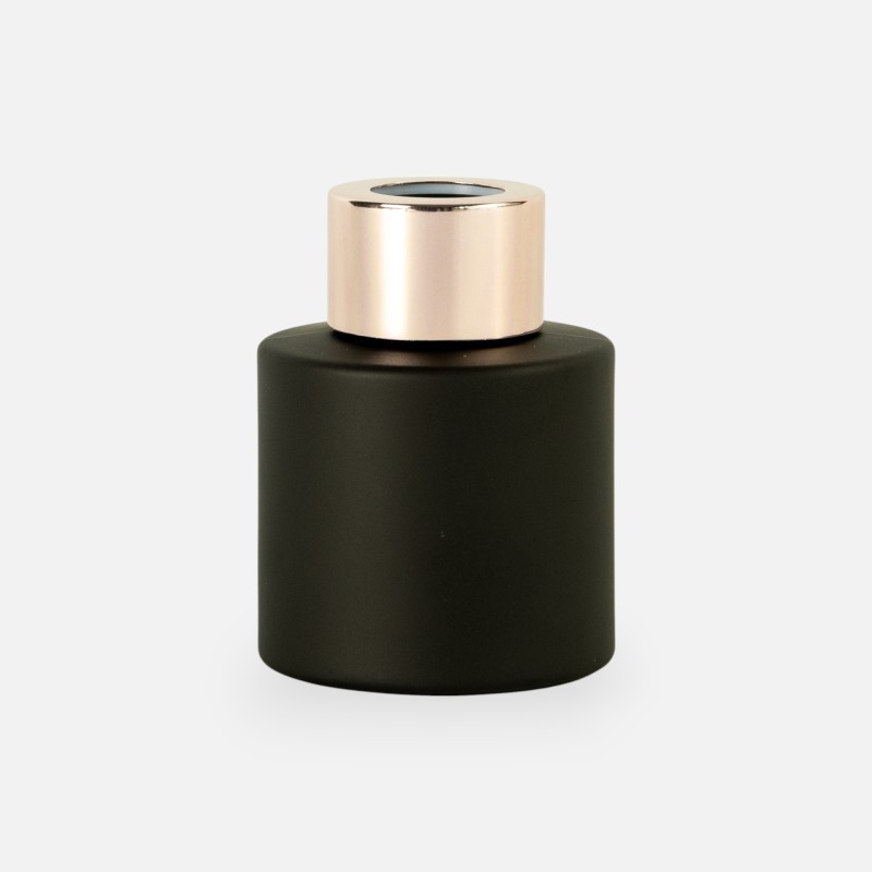 bouteille de parfum cyl. noir avec bouchon à vis rose gold - 50 ml