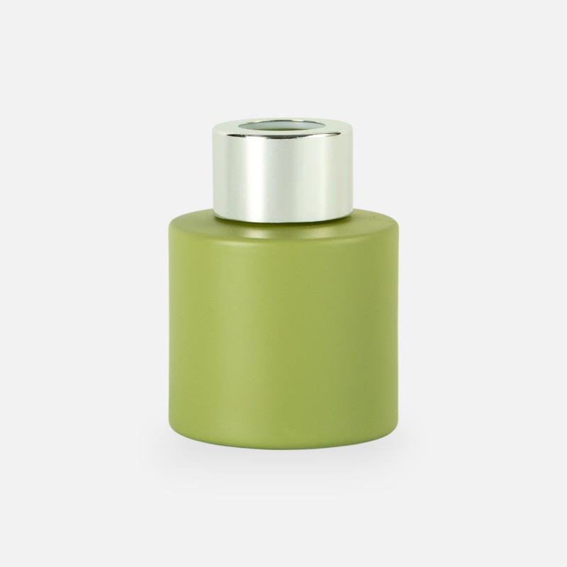 bouteille de parfum cyl. vert soie avec bouchon à vis argenté - 50 ml