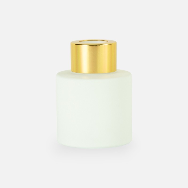Parfumflesje cylinder wit met gouden schroefdop - 50 ml