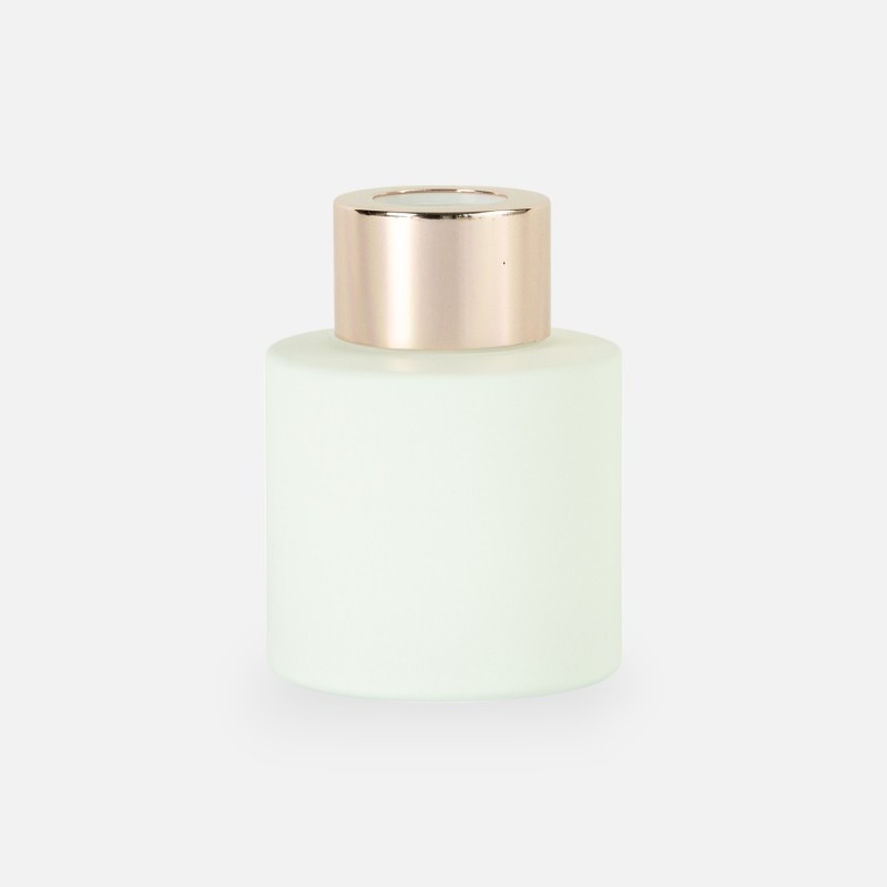 Parfumflesje cylinder wit met "rose gold" schroefdop - 50 ml