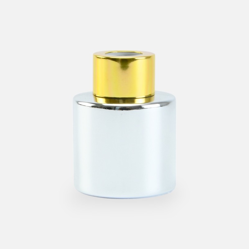 bouteille de parfum cyl. argent avec bouchon à vis doré - 50 ml