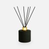 set bouteille de parfum cyl. noir bouchon doré/bâtons - 200 ml