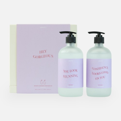 Coffret cadeau savon pour les mains & gel douche 'hey gorgeous'