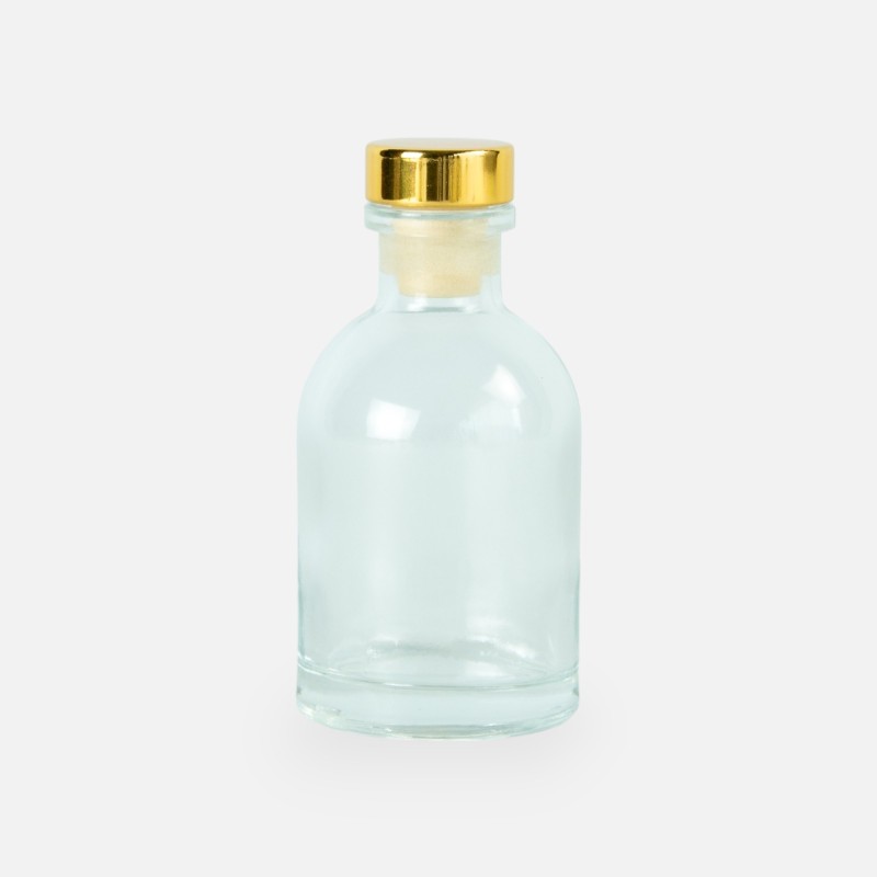 Petite bouteille de luxe transparant bouchon doré - 50 ml