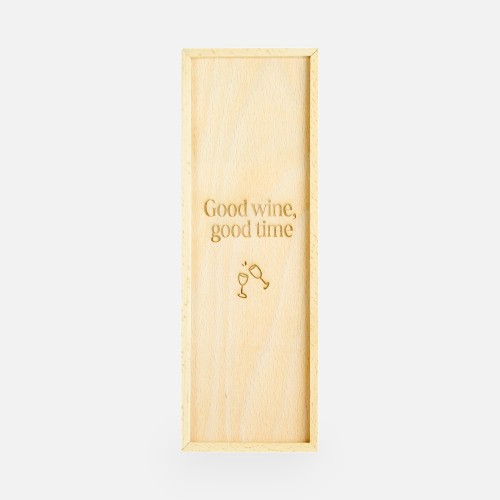 Boîte à vin en bois avec couvercle coulissant - 'Good wine, good time'