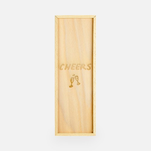 Boîte à vin en bois avec couvercle coulissant - 'Cheers'