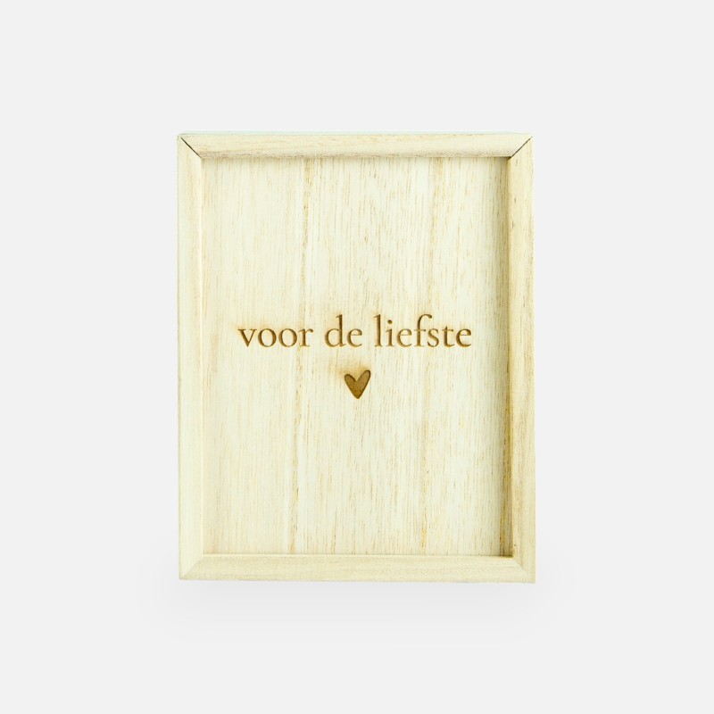Boîte en bois avec couvercle coulissant - 'Voor de liefste'