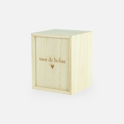 Boîte en bois avec couvercle coulissant - 'Voor de liefste'