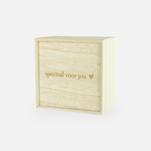 Boîte en bois avec couvercle coulissant - 'Speciaal voor jou'