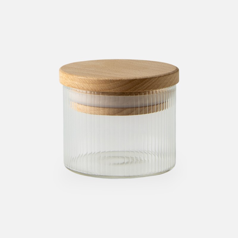 Pot avec intérieur strié et couvercle en bois