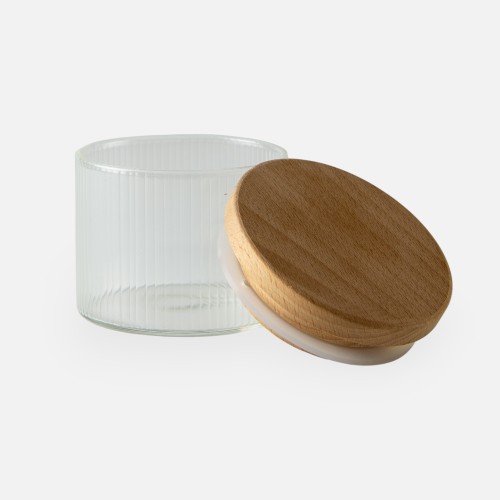 Pot avec intérieur strié et couvercle en bois