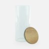 Glazen cylinder pot met houten deksel acacia