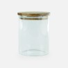 Glazen cylinder pot met houten deksel acacia