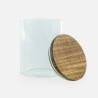 Glazen cylinder pot met houten deksel acacia