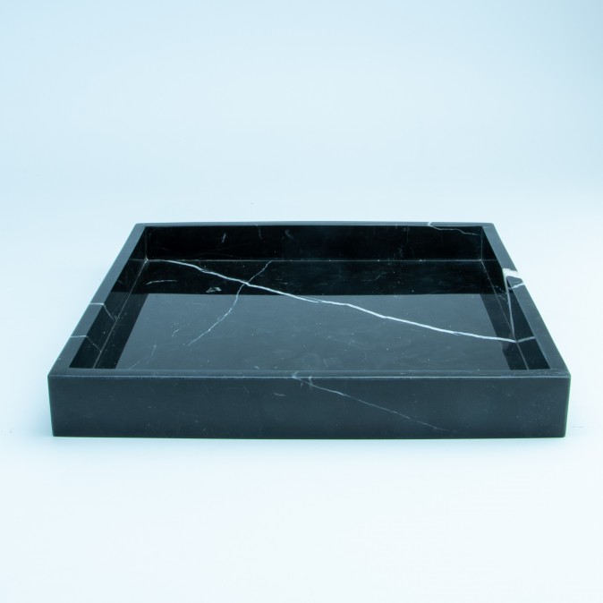 Overtollig wenselijk wastafel Marmeren dienblad zwart - vierkant 30cm x 30cm x 4cm
